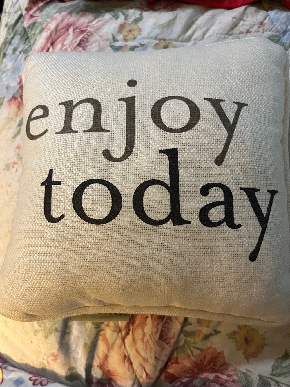 Pottery Barn Cream 'Enjoy Today' Text Pillow